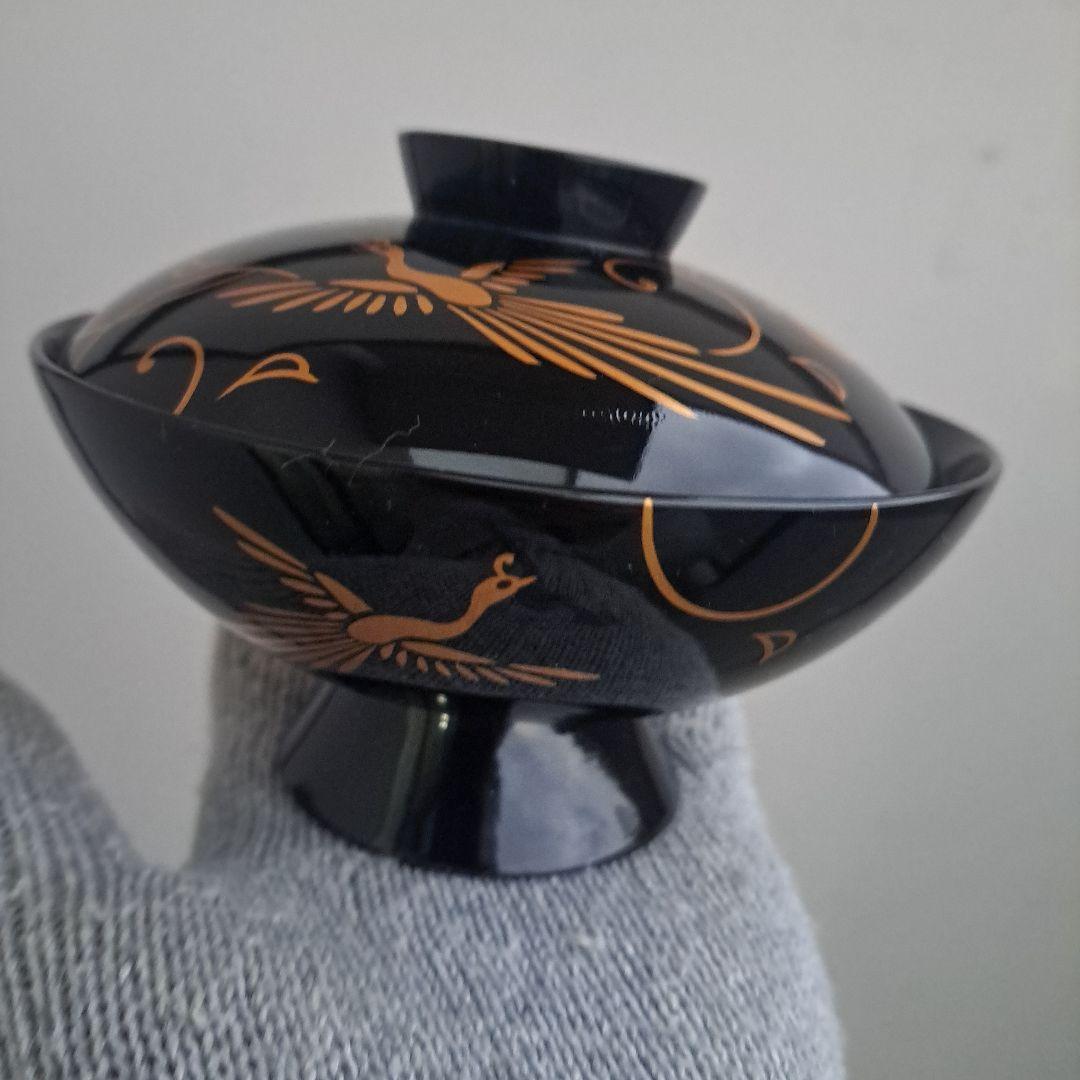 【輪島塗　御吸物椀×4客】天然木製 鳳凰\"唐草\"高台寺蒔絵　長期保管品