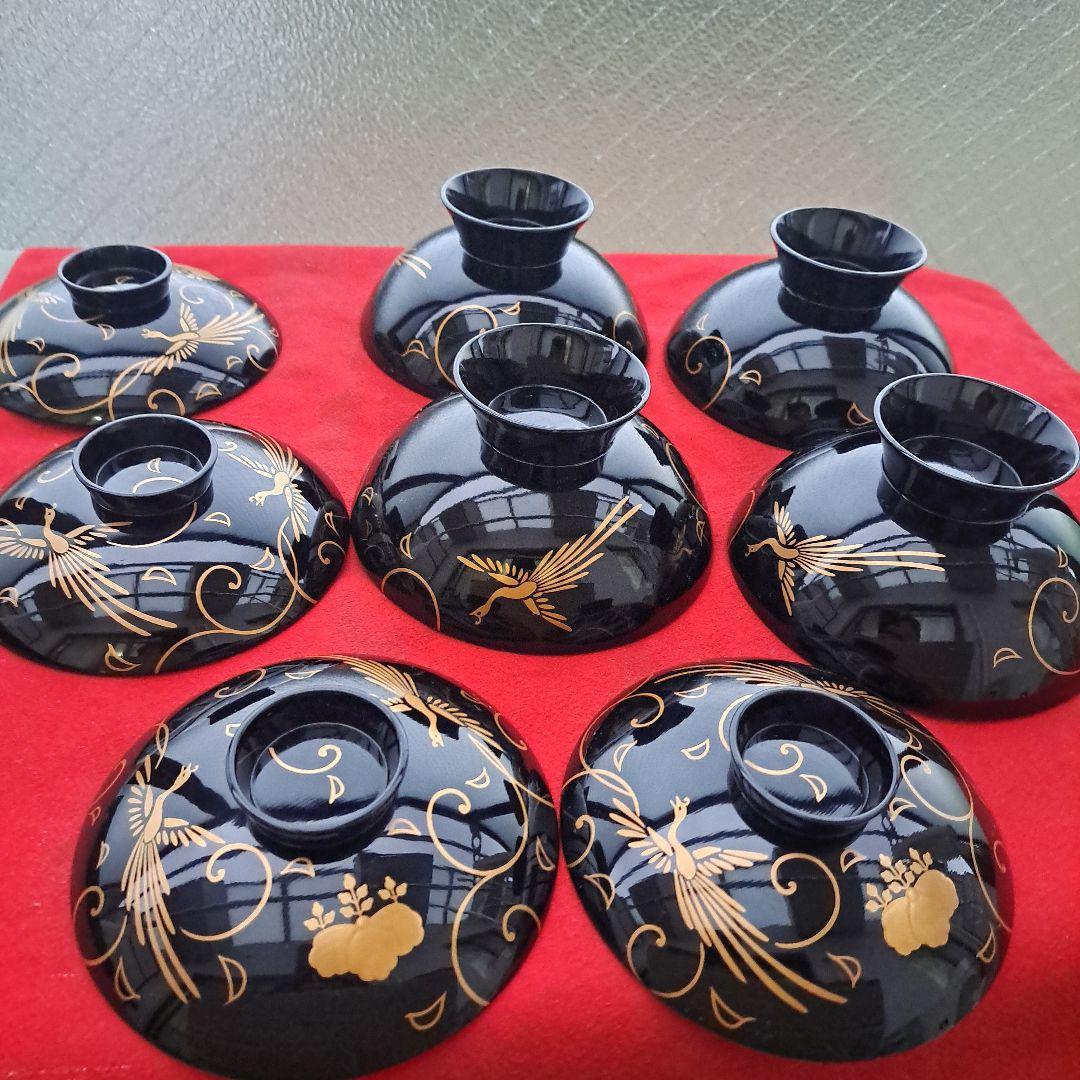 【輪島塗　御吸物椀×4客】天然木製 鳳凰\"唐草\"高台寺蒔絵　長期保管品
