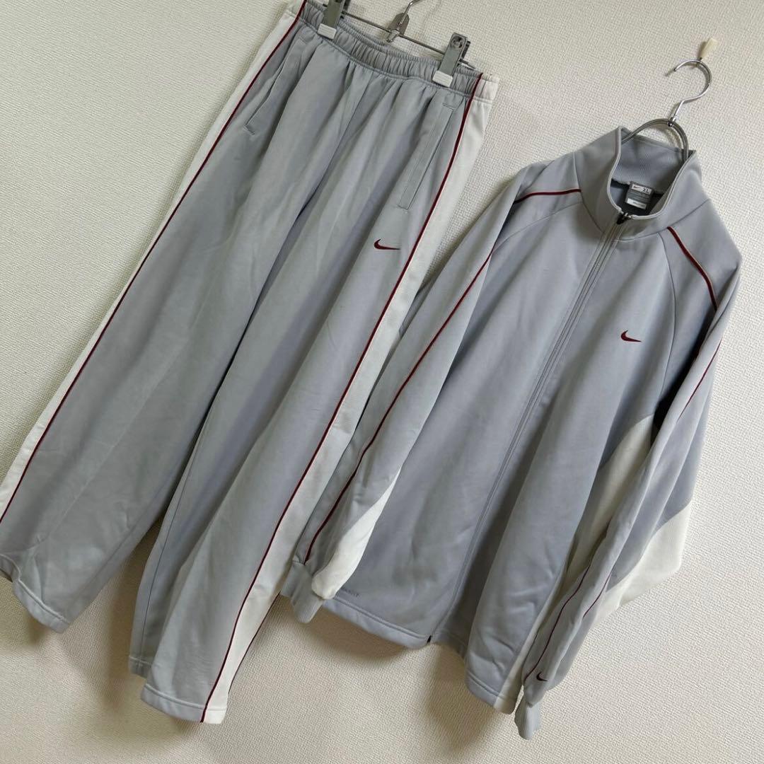 ナイキ　トラックジャージ　上下セット XL グレー/レッド　ジャケット パンツ