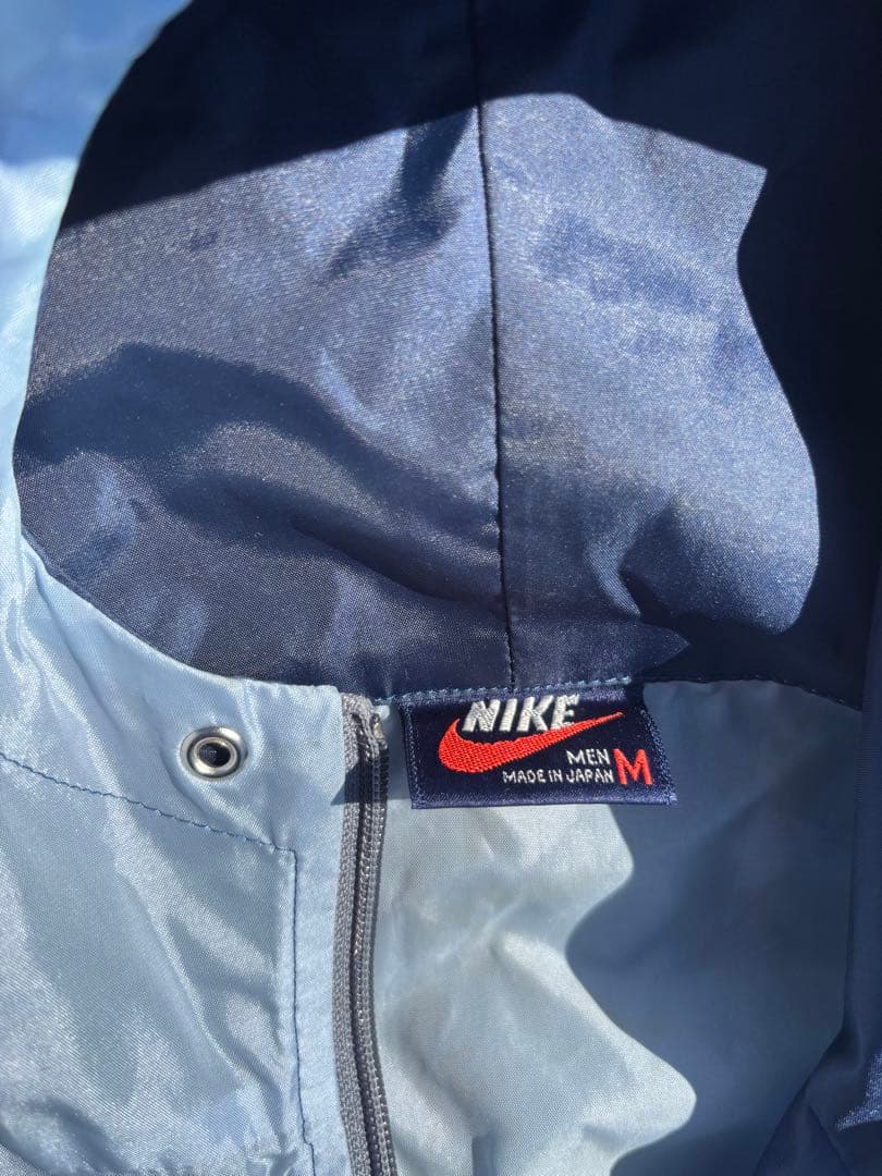 80’s Nike フード付きウィンドブレーカー M ネイビー/シルバー