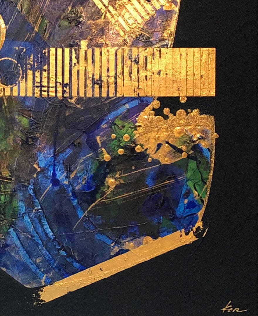 絵画　油絵　原画　抽象画　現代アート　ゴールド　モダン　インテリア　F10
