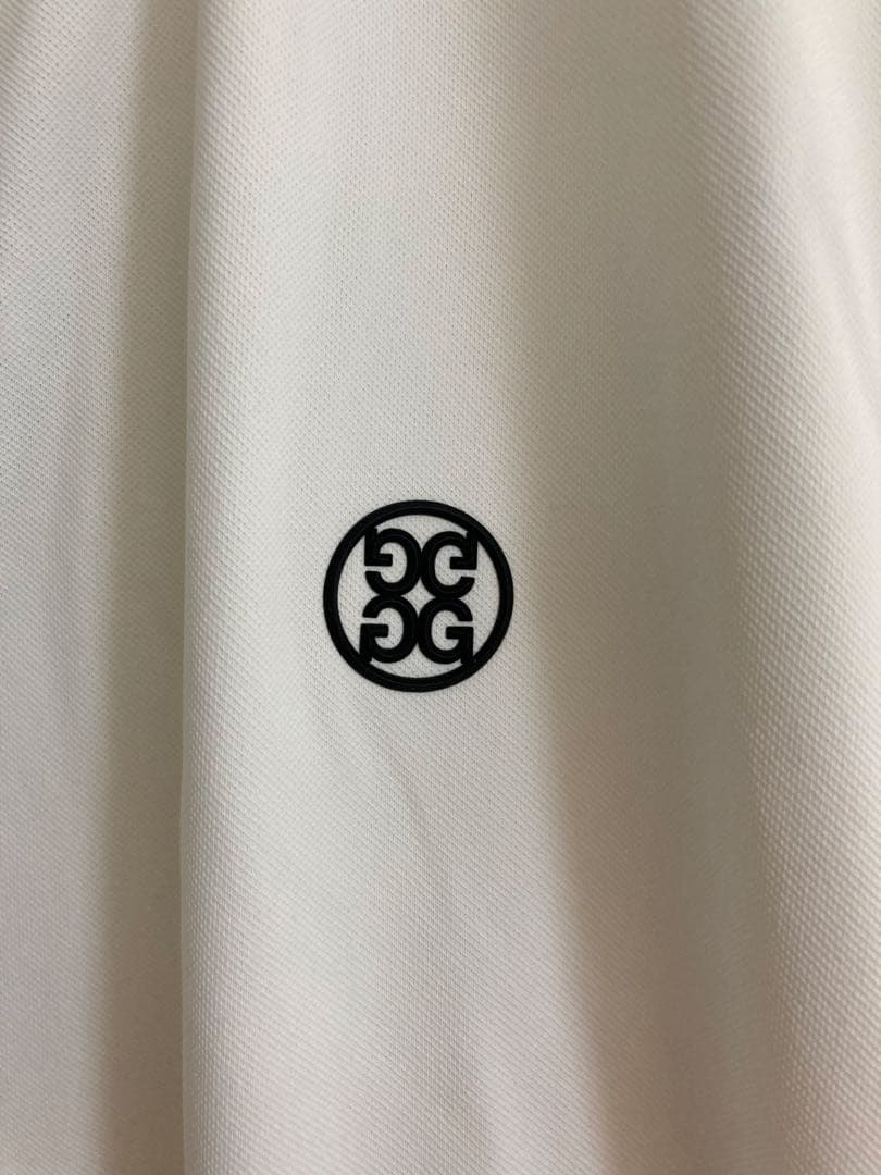 G/FORE ホワイト 背面透かし柄メッシュ　ゴルフ　ポロシャツ　 L 白