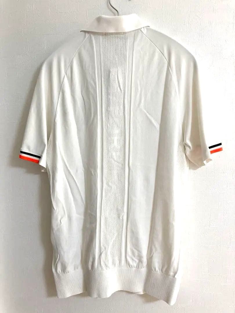 G/FORE ホワイト 背面透かし柄メッシュ　ゴルフ　ポロシャツ　 L 白