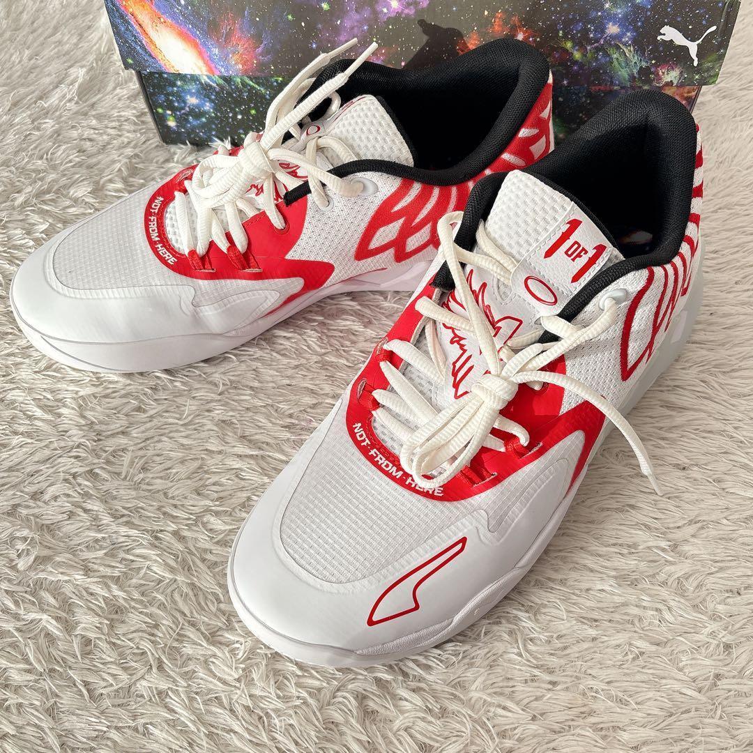 極美品】PUMA プーマ 29.5cm ラメロボール NBA 赤白 バッシュ
