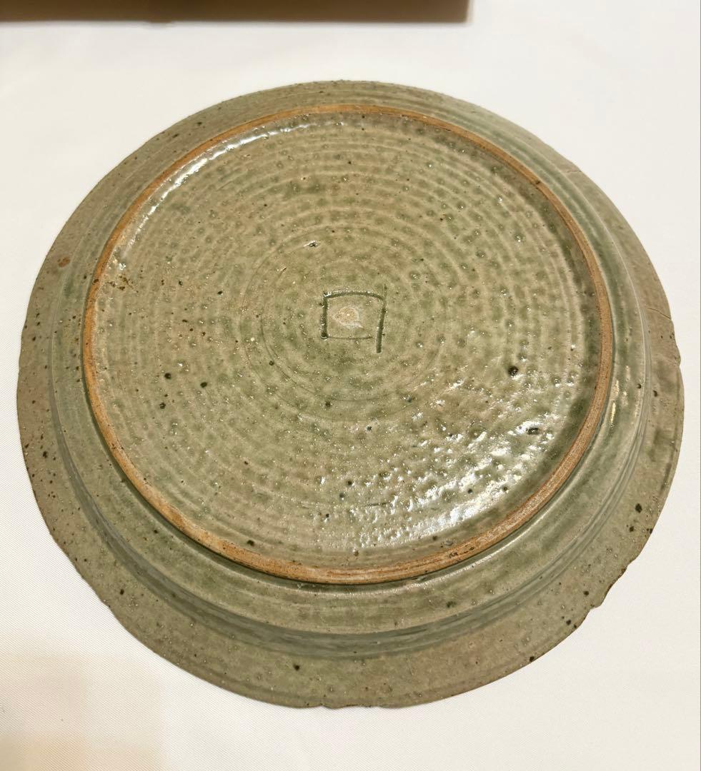 ひろ窯 藤井敬之 灰釉皿 大皿 直径 約 30cm 陶芸 共箱 美濃焼 食器