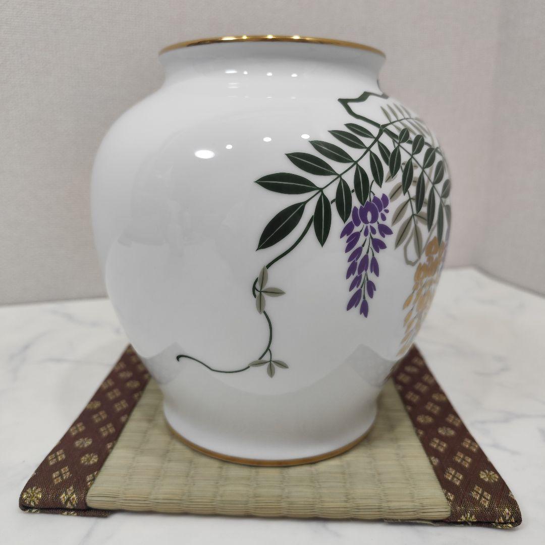 [希少] OKURA 大倉陶園 花器 花瓶 藤の花 フラワーベース 金彩