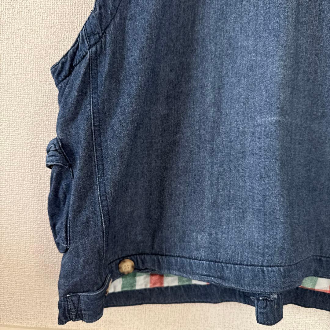 希少 レア タバスコ 背面刺繍 デニム風ベスト L 身幅広め ヴィンテージ90s