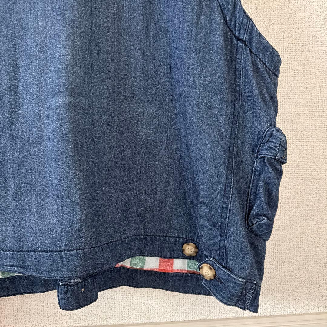 希少 レア タバスコ 背面刺繍 デニム風ベスト L 身幅広め ヴィンテージ90s