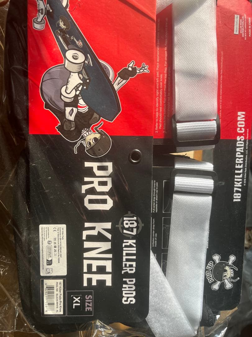 スケートボード 187 KILLER PADS PRO KNEE WHITE/BLACK xl