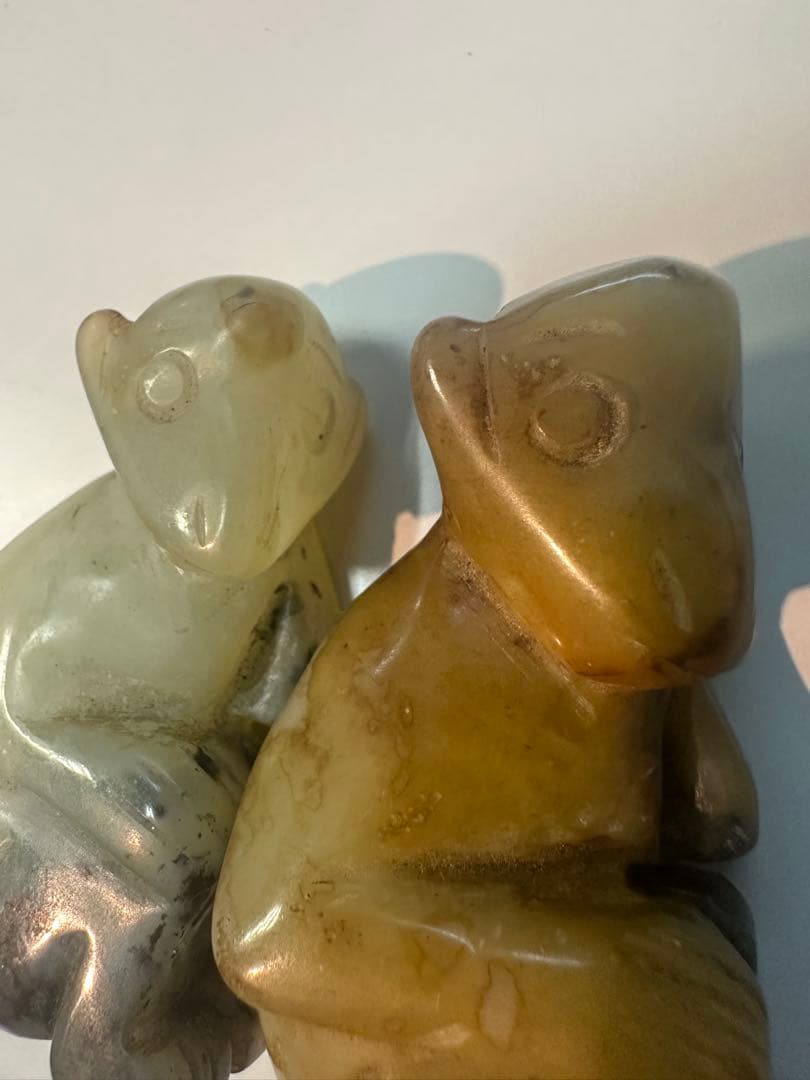 中国古玩 翡翠彫刻猿 2個 古玉