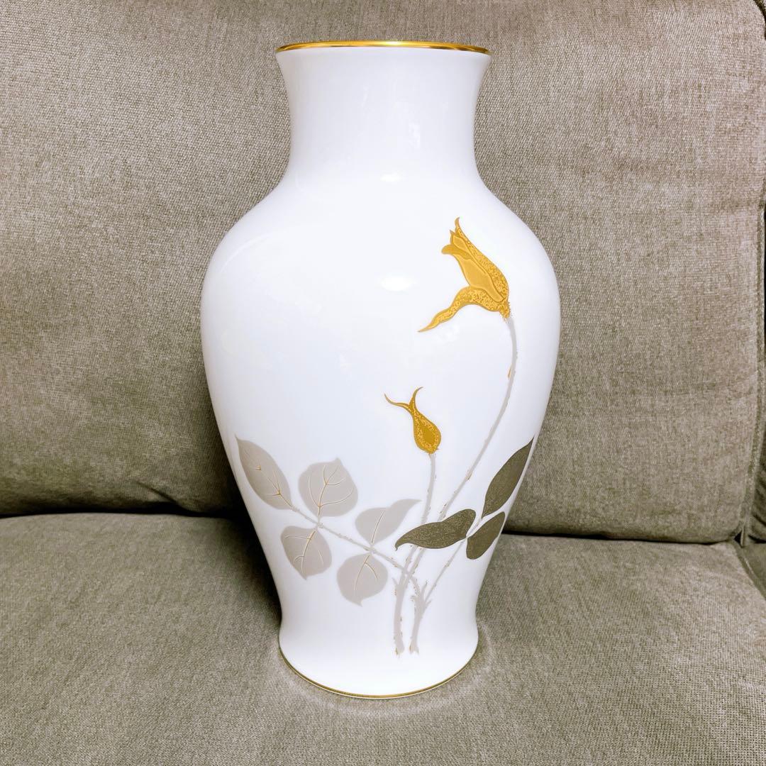 大倉陶園 金蝕バラ 大きめ花器 約36cm 花瓶