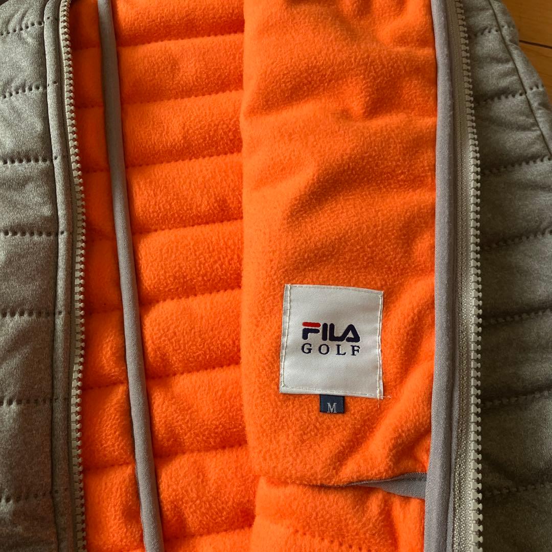 FILA GOLFフード付きグレーキルティング裏起毛ジャケット