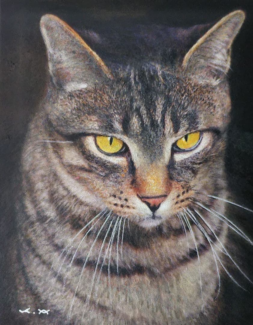 ヤ*^様 猫の絵◆猫◆新品 美品【水性絵具/アクリル/色鉛筆】◆防水&丁寧梱包