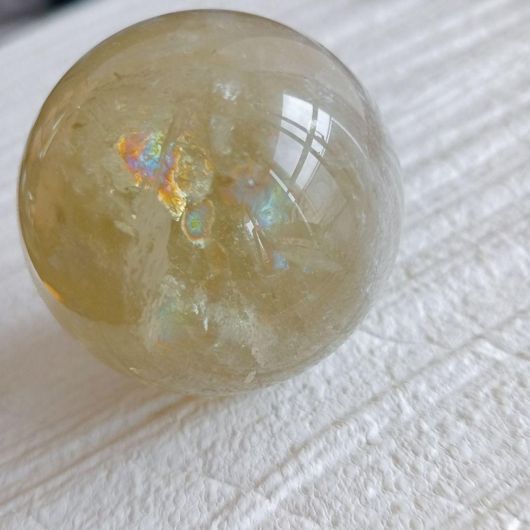 44mm　虹入りシトリン　丸玉　風水