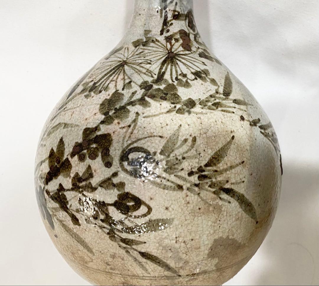 古唐津／レトロな唐津系 黒牟田　“鉄絵草花文大徳利\"