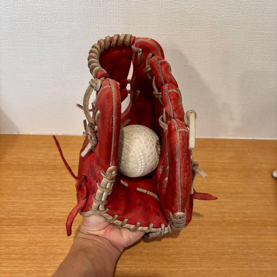 ミズノ グローブ 軟式 少年 型抜群Mizuno buw leagueレッド
