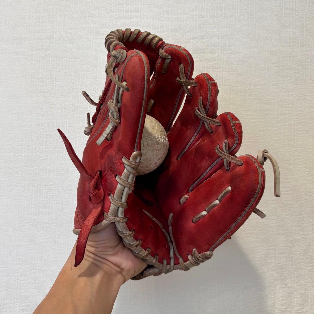 ミズノ グローブ 軟式 少年 型抜群Mizuno buw leagueレッド