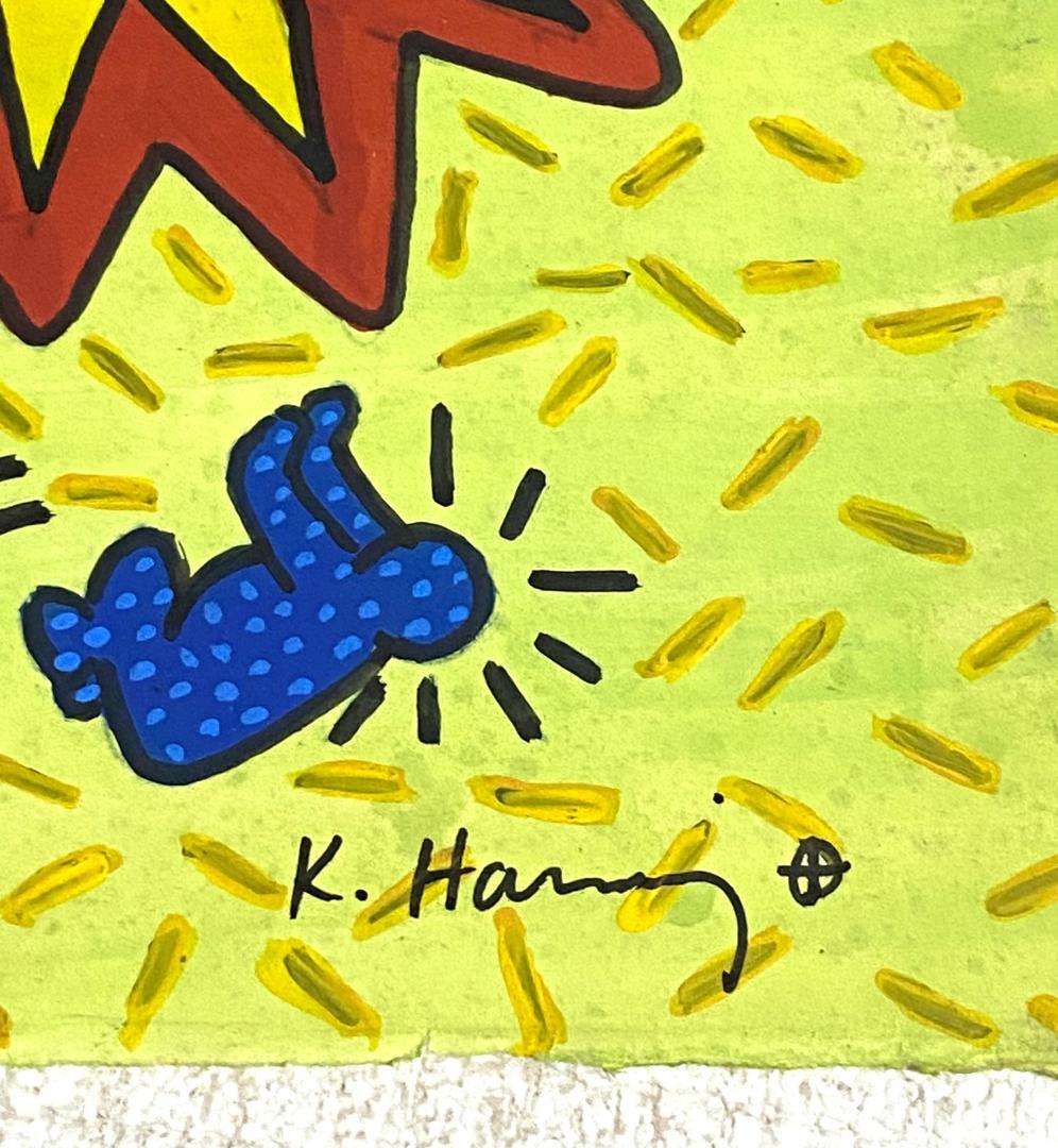 【模写】 額装付き キース・ヘリング KEITH HARING 油彩 厚紙