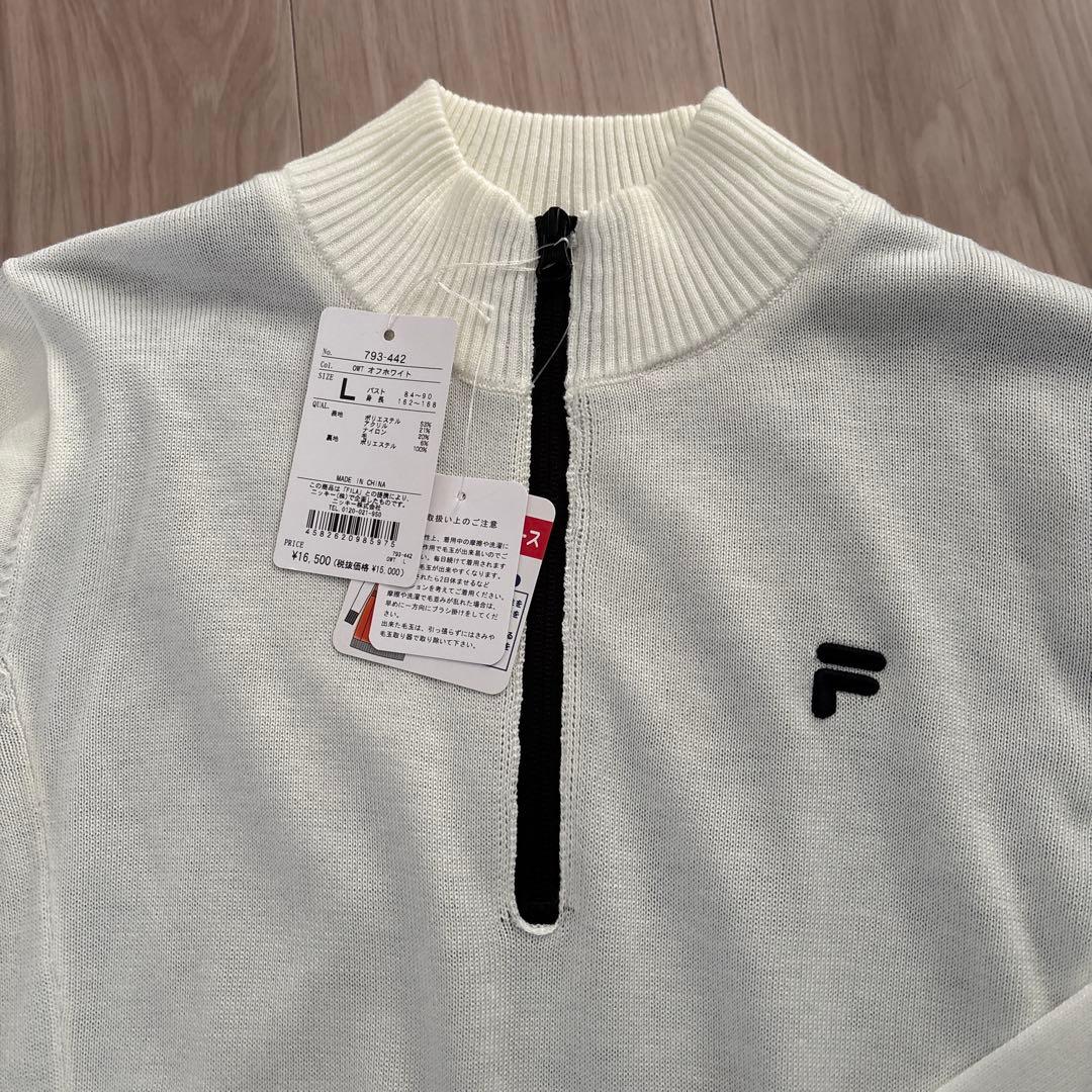 FILA GOLF オフホワイト ジップアップ ワンピース 蓄熱裏地付き L