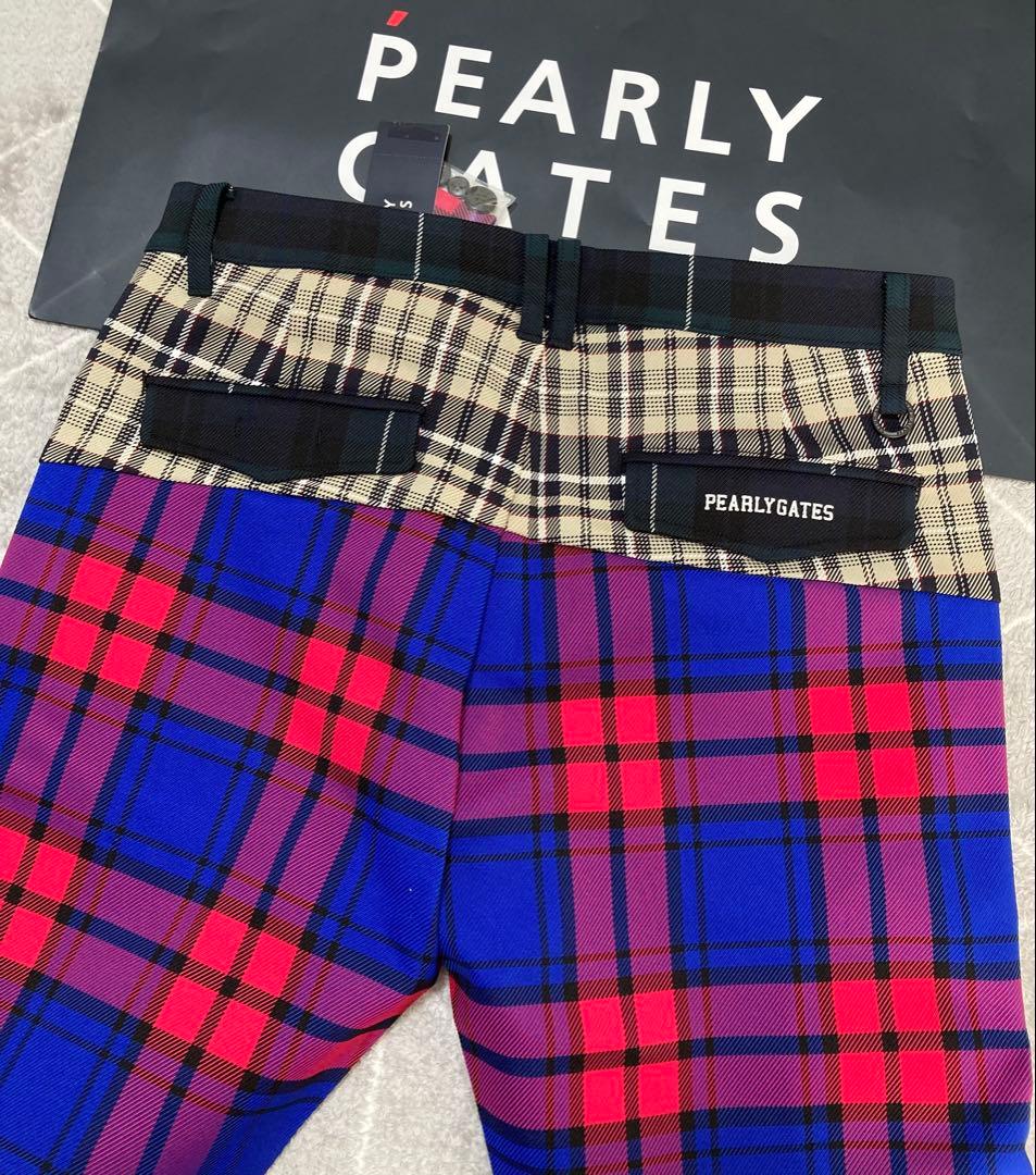 新品 パーリーゲイツ ポリエステルストレッチチェックパンツ(6)LL/マルチ