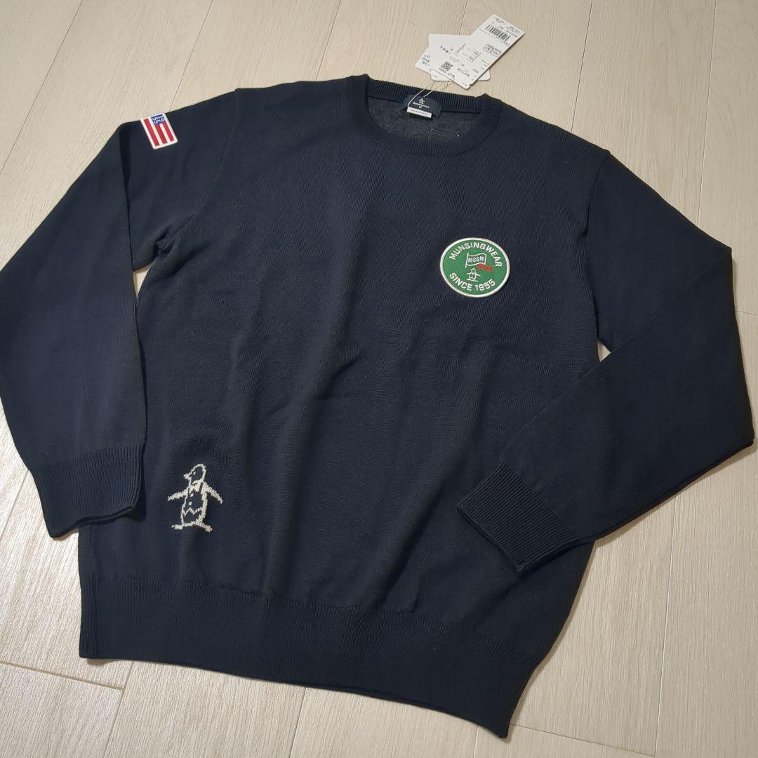 新品 Munsingwear 吸湿発熱ワッペンセーター M ネイビー