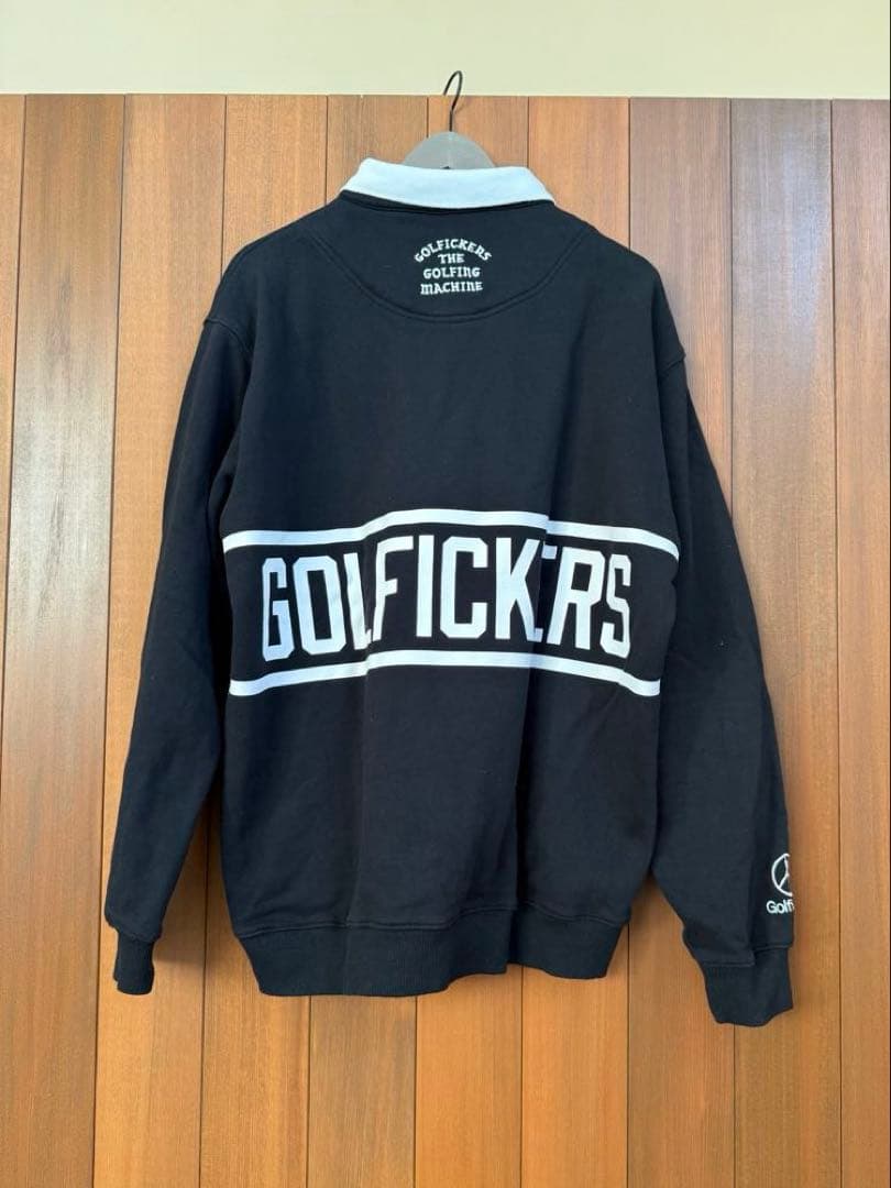 GOLFICKERSゴルフィッカーズ長袖スウェットポロシャツXLブラック