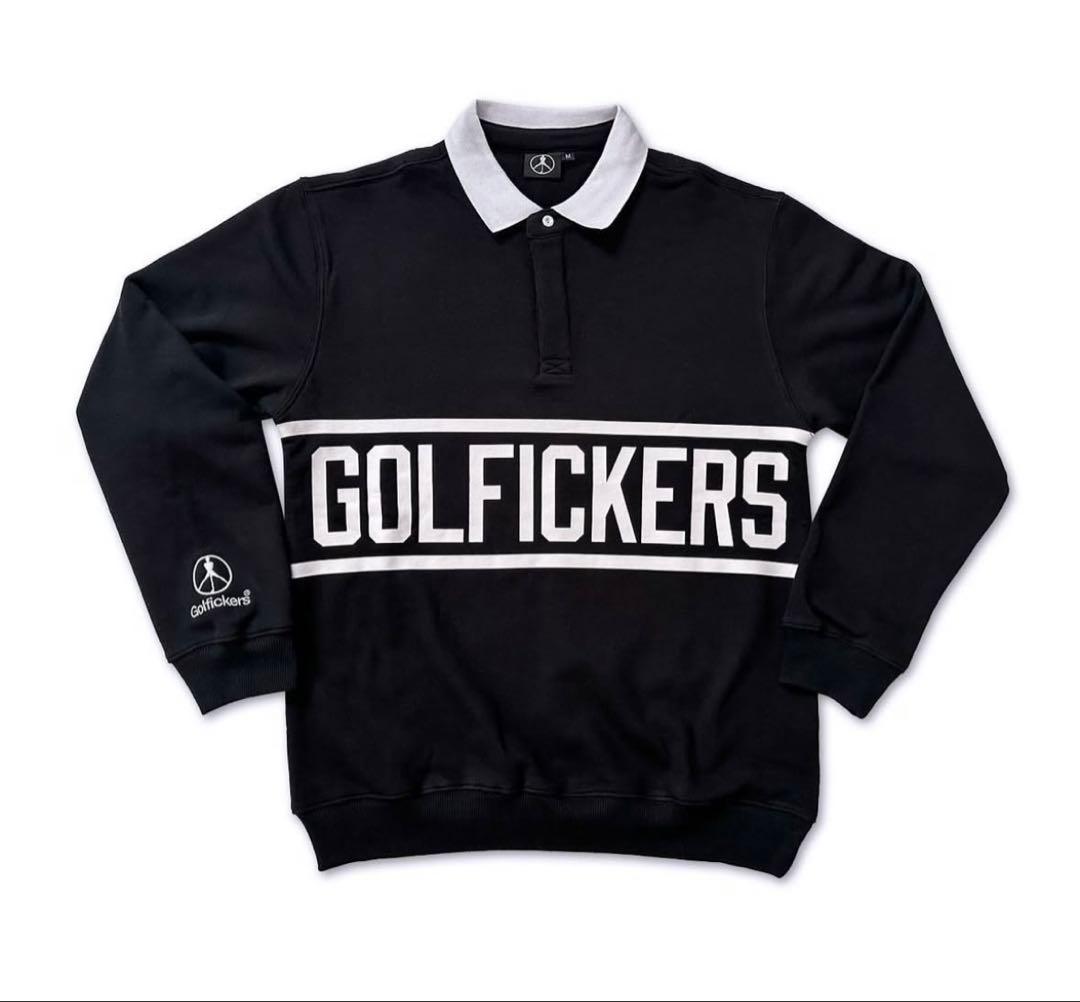 GOLFICKERSゴルフィッカーズ長袖スウェットポロシャツXLブラック