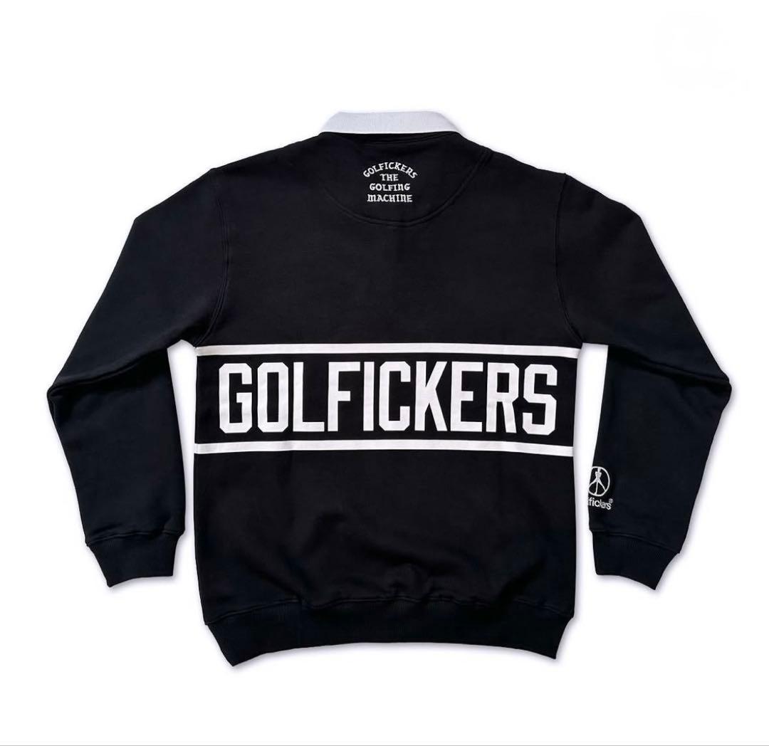 GOLFICKERSゴルフィッカーズ長袖スウェットポロシャツXLブラック