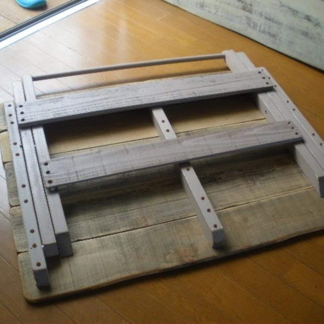 ハンドメイド杉古材天然木フォールディングテーブル（折り畳み）テーブル