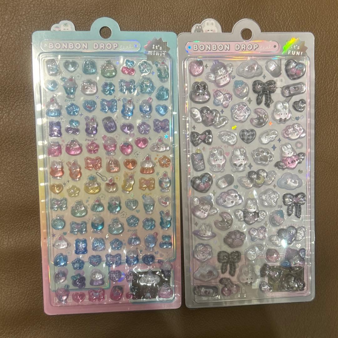 ボンボンドロップシール　めろめろ　わんわん　ももいろ　ねこねこ　他　８枚セット