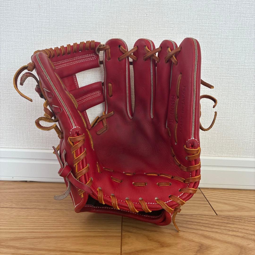 和牛JB軟式内野手用(赤)グローブ入れ付き