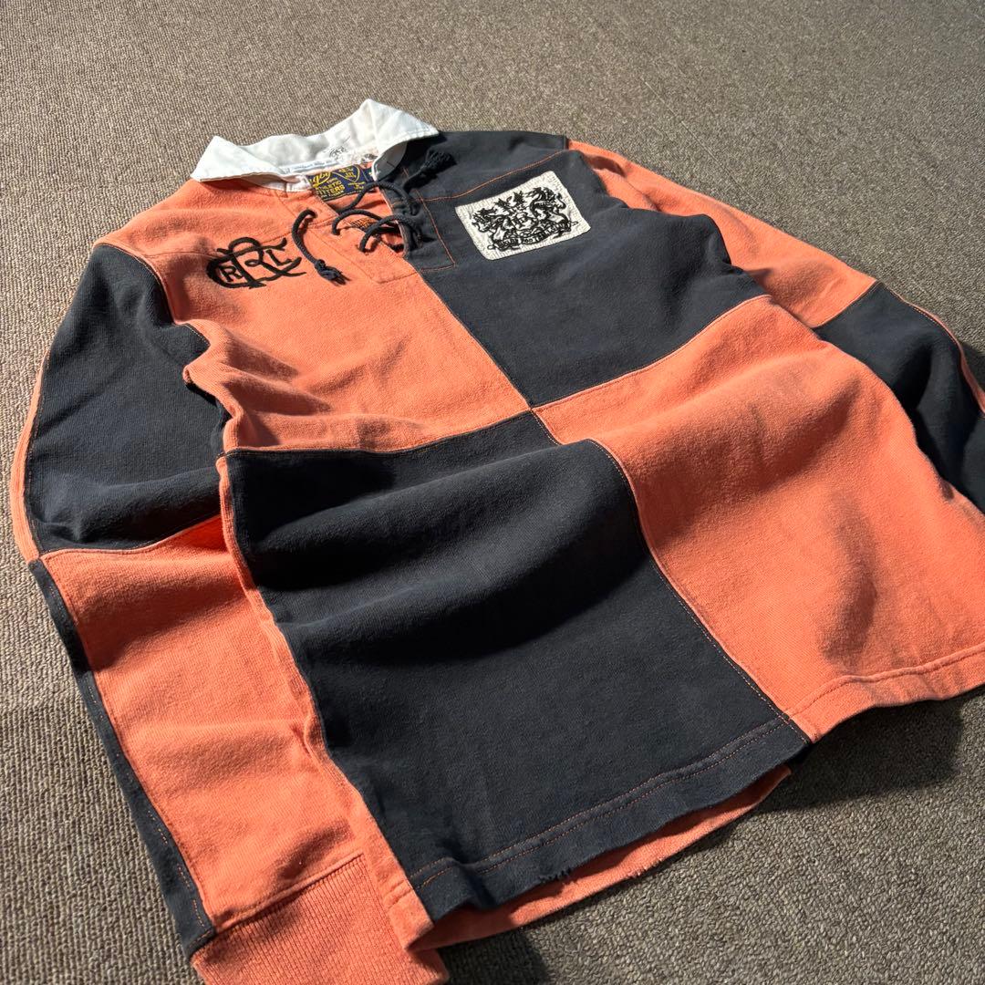 RUGBY RALPH LAUREN ボーダー ラガーシャツ レースアップ