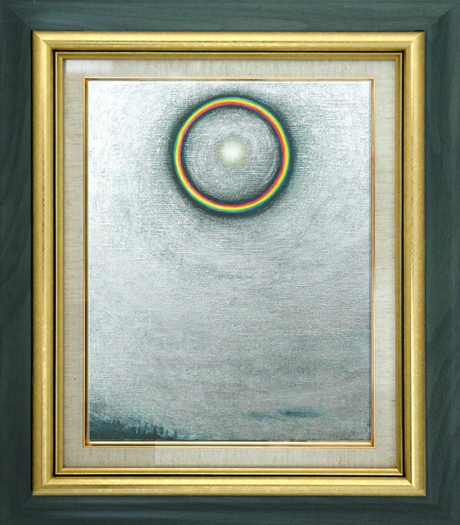 油絵 菅家令子 絵 絵画インテリア額付(銀) F3-S102023 風景祈り希望