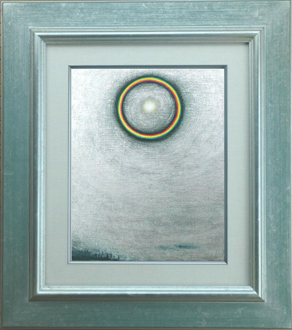 油絵 菅家令子 絵 絵画インテリア額付(銀) F3-S102023 風景祈り希望