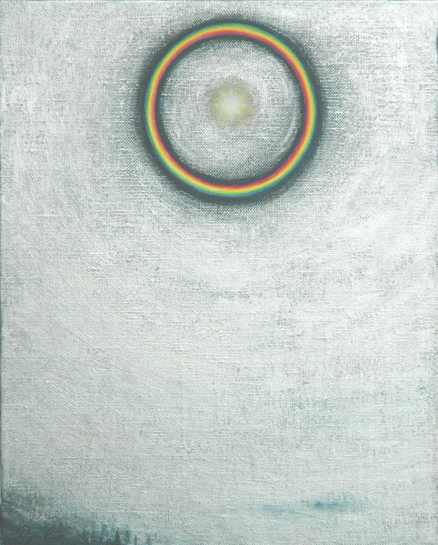 油絵 菅家令子 絵 絵画インテリア額付(銀) F3-S102023 風景祈り希望
