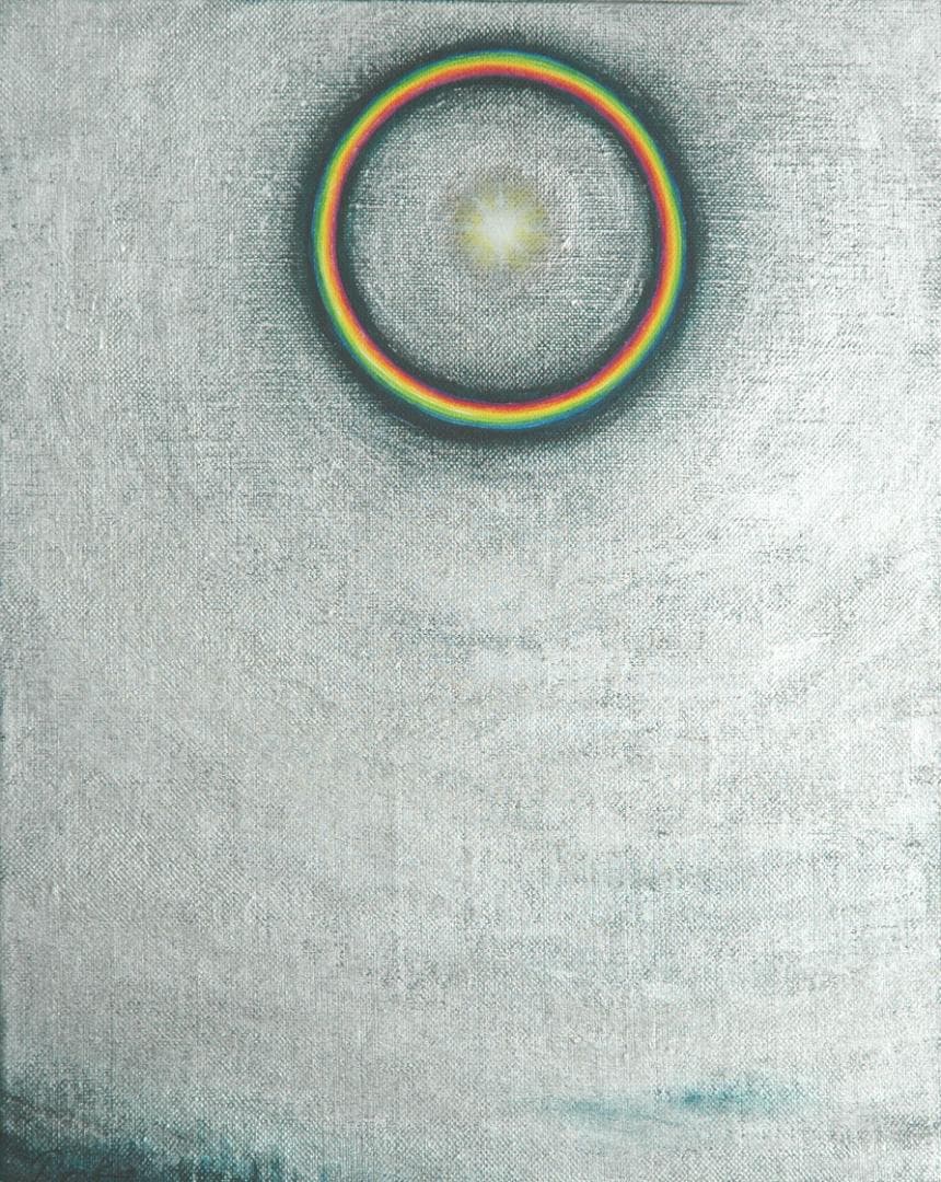 油絵 菅家令子 絵 絵画インテリア額付(銀) F3-S102023 風景祈り希望