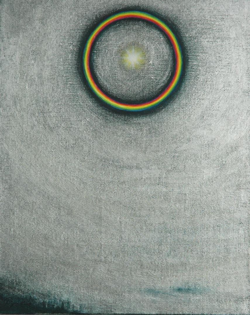 油絵 菅家令子 絵 絵画インテリア額付(銀) F3-S102023 風景祈り希望