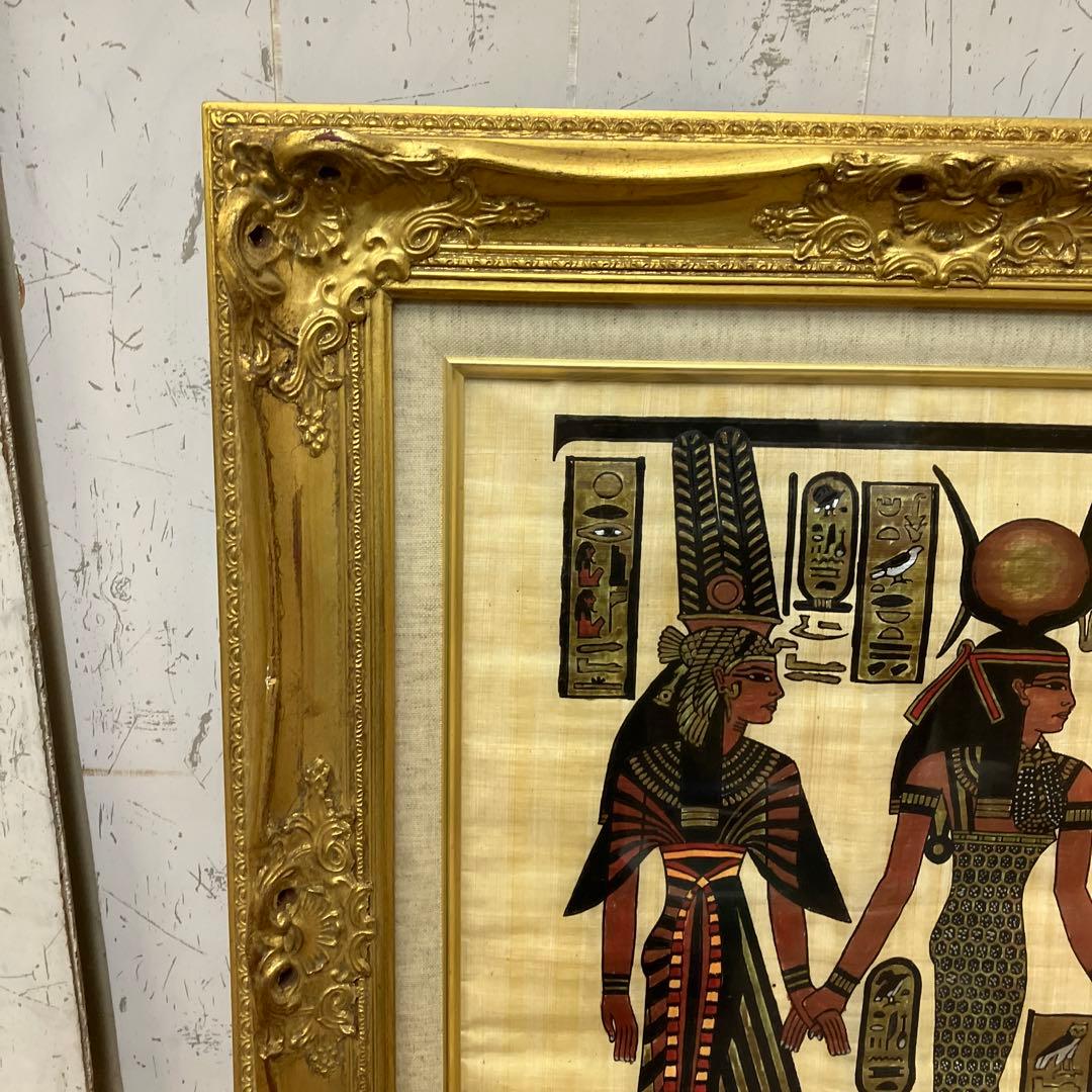エジプト パピルス画 絵画 アート 額装品 金縁 豪華額縁 額装 壁掛け 立掛け