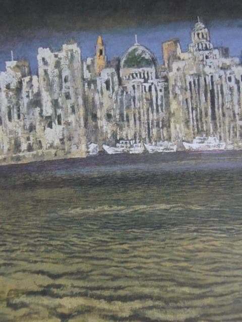 津田直樹、【再見上海】、希少な額装用画集より、新品額装付、状態良好