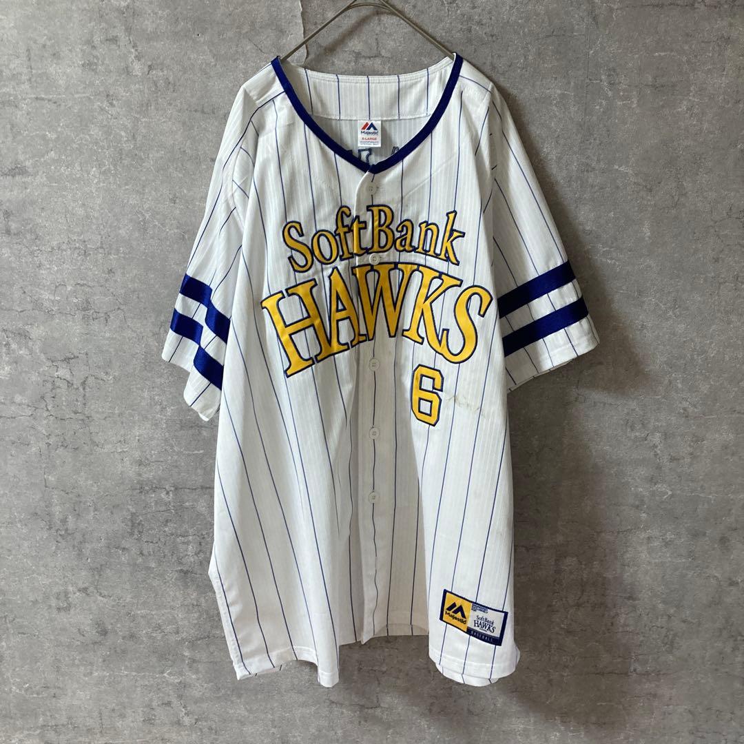 福岡ソフトバンクホークス 今宮 6 刺繍ユニフォーム　ピンストライプ　XLサイズ