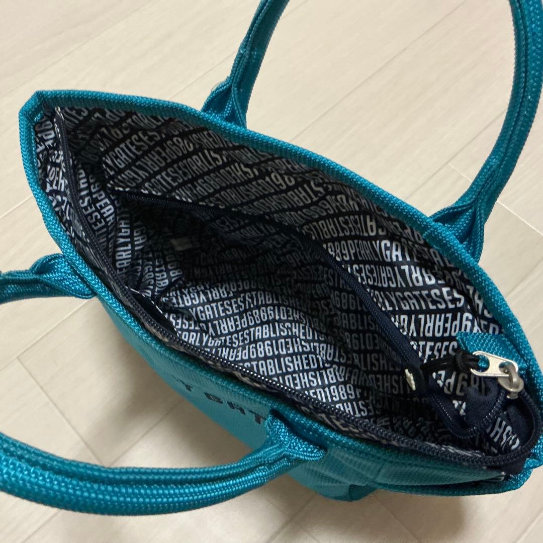 PEARLY GATES 中型トートバック ターコイズ 美品 ラウンドバック