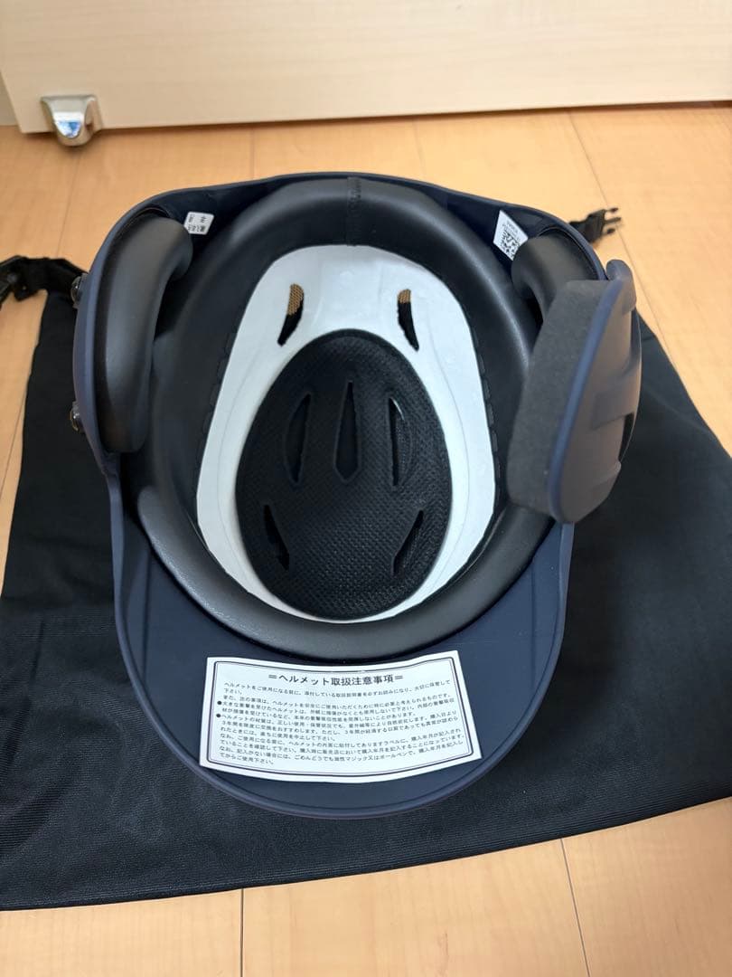 ★新品未使用★ミズノ硬式ヘルメット/フェイスガード付/ネイビー/Lサイズ/左打者