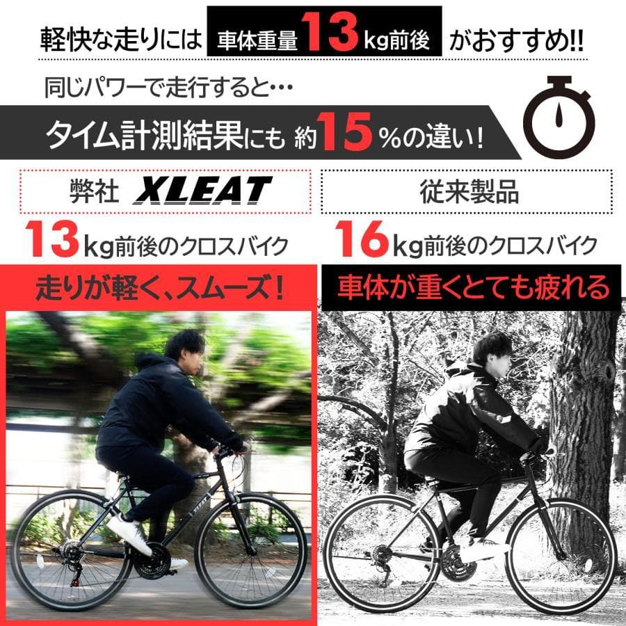 B2448クロスバイク 700c自転車21段変速 シマノ製 軽量 スタンド付 黒