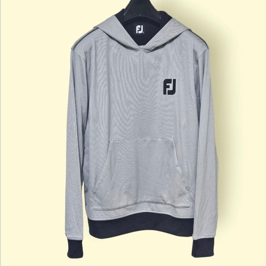 美品 FOOT JOY メンズ ゴルフ ニット パ－カ－ XL グレー×黒