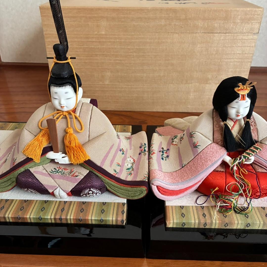 きめこみ賀茂雛　雛人形セット 親王飾り