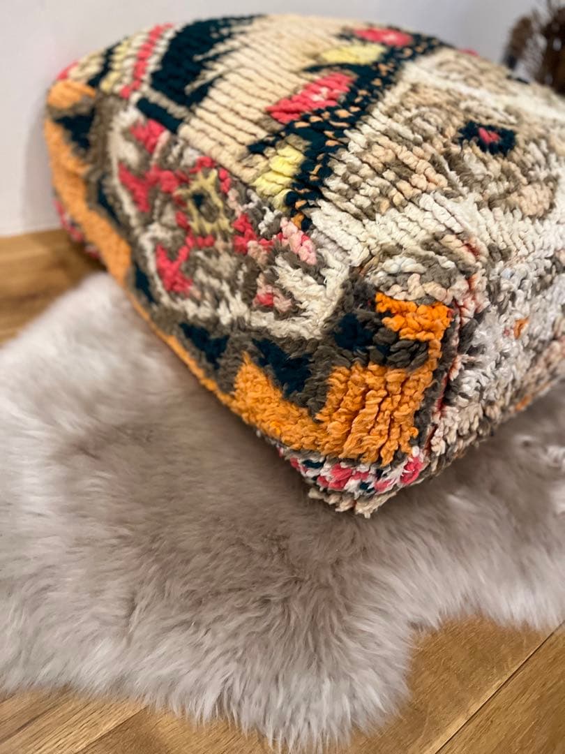 vintage floor cushion　グリーンベージュ