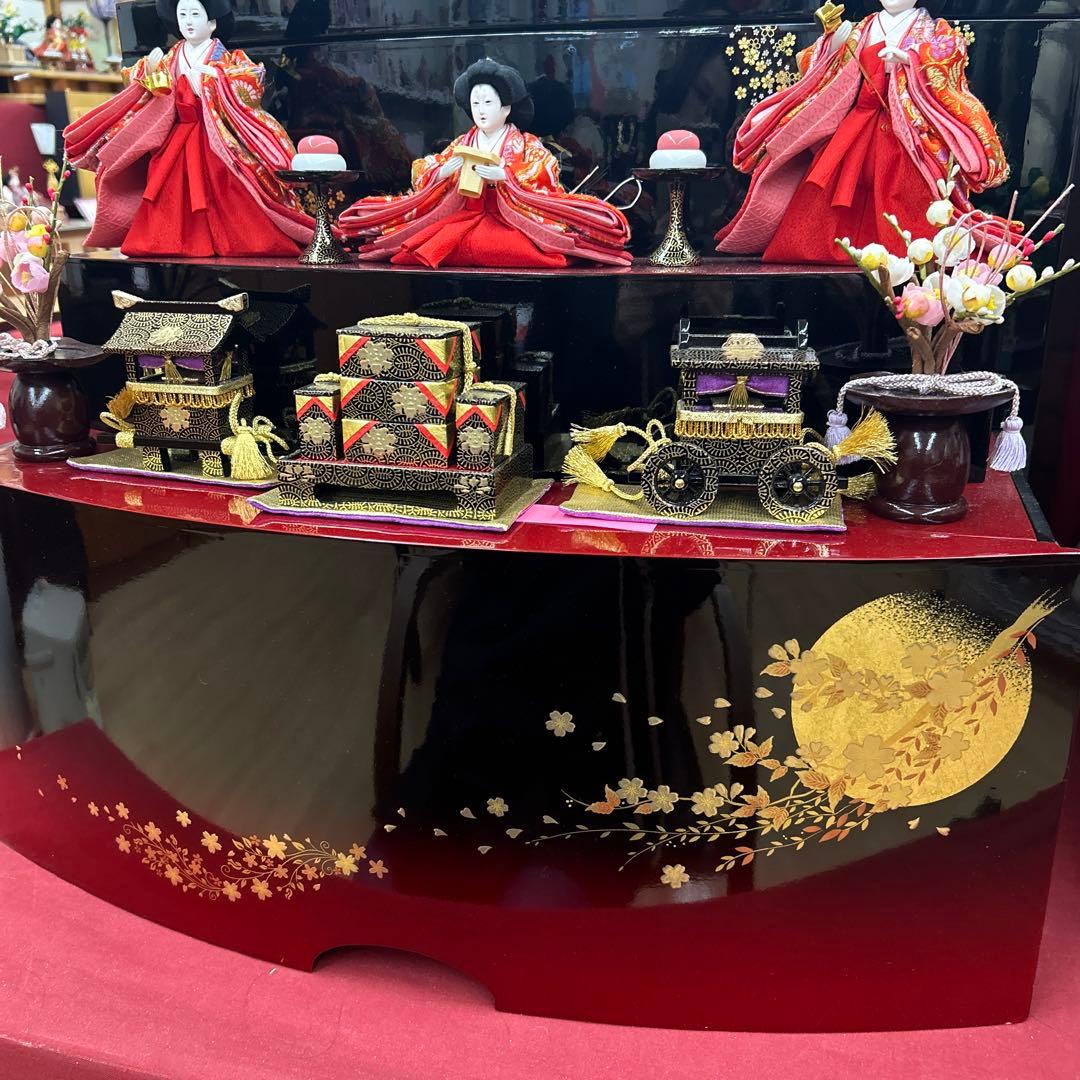 ＊木製三段収納5人飾り＊