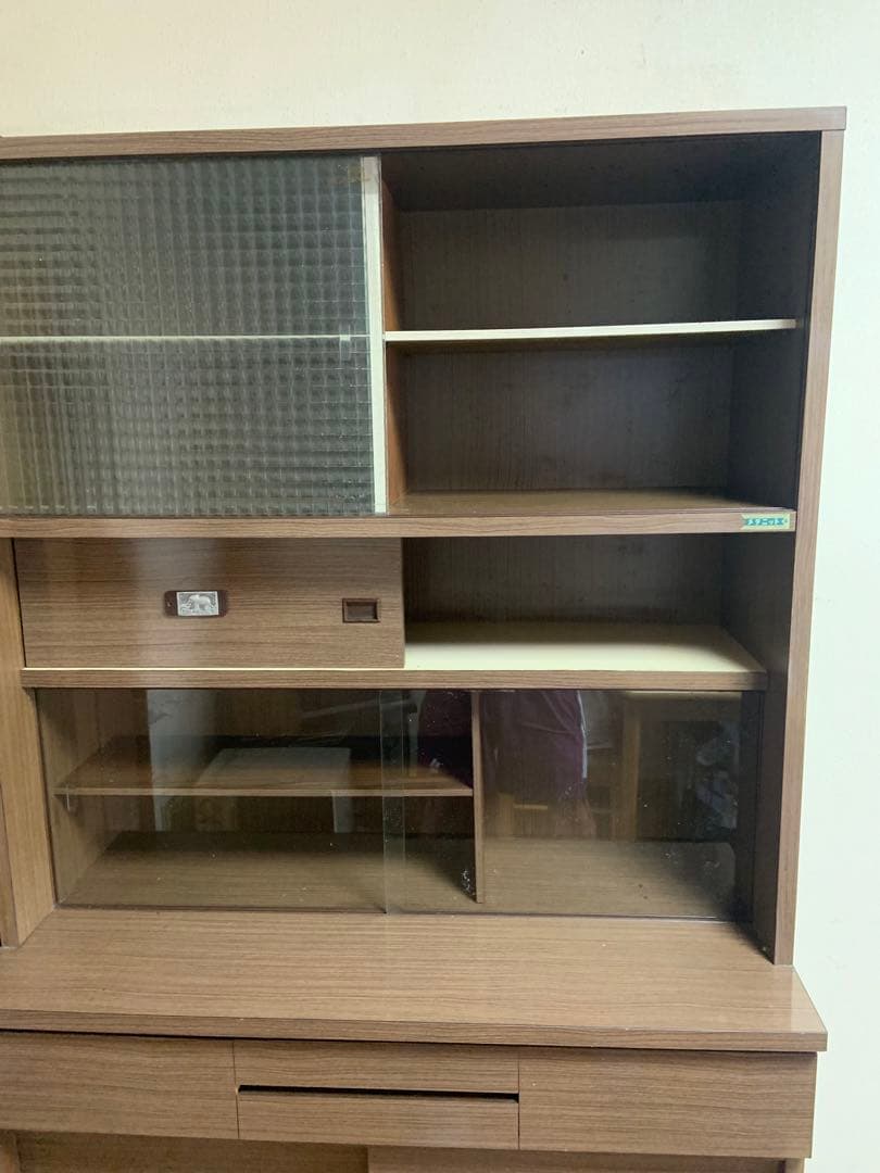 水屋　キッチンキャビネット　昭和レトロ　レトロ型板ガラス　アンティーク