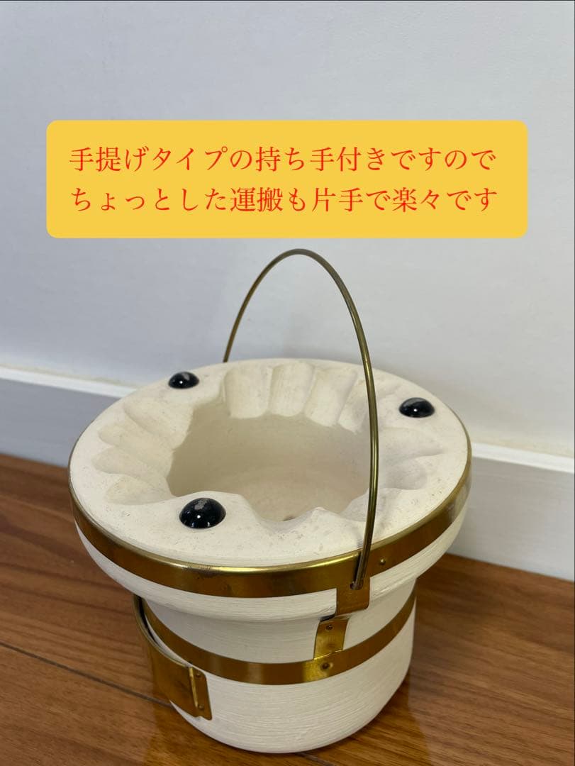 値下げ 最高級 天然珪藻土切り出し七輪 炭火調理 真鍮巻朝顔型キャンプアウトドア