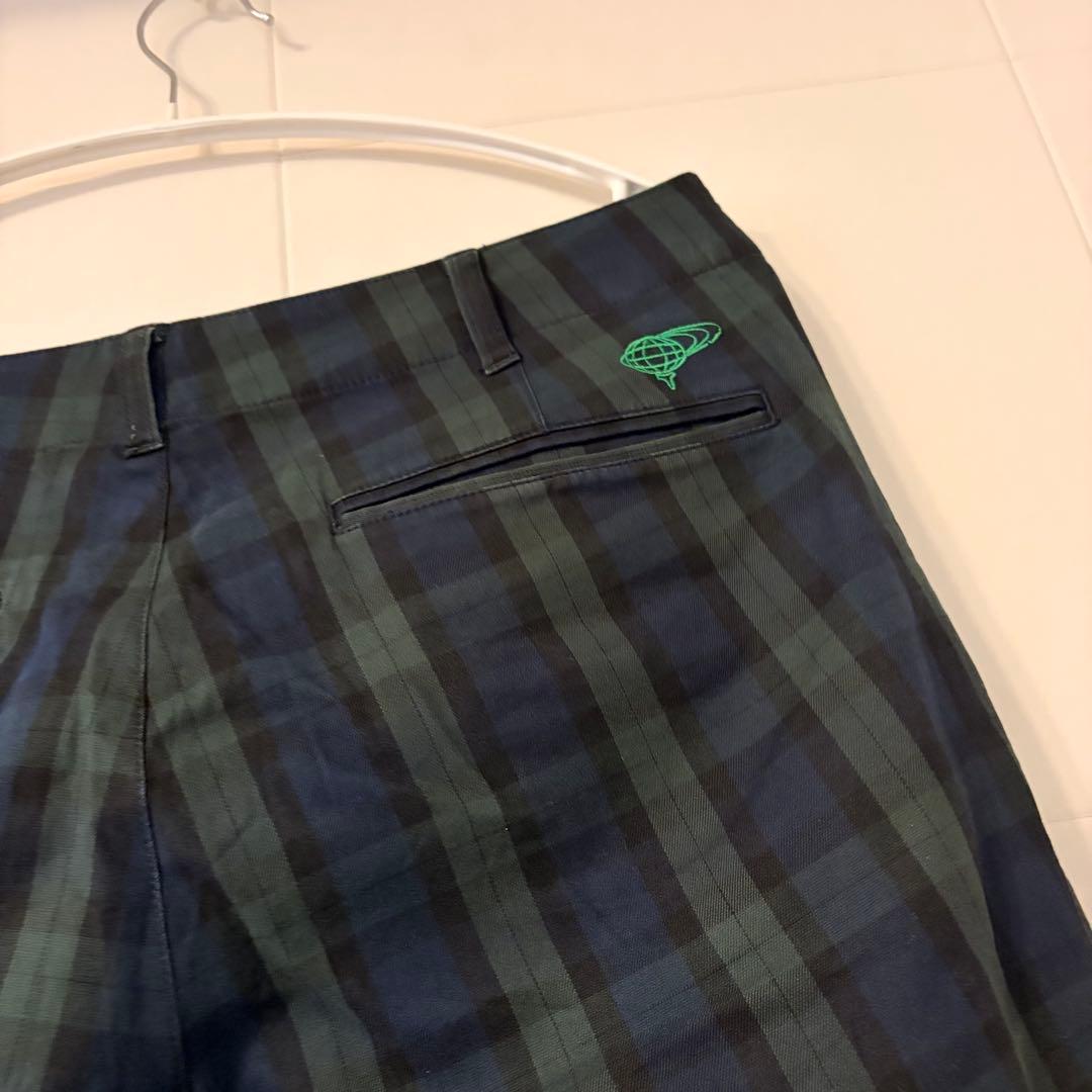 BEAMS GOLF チェック柄パンツ ネイビー系